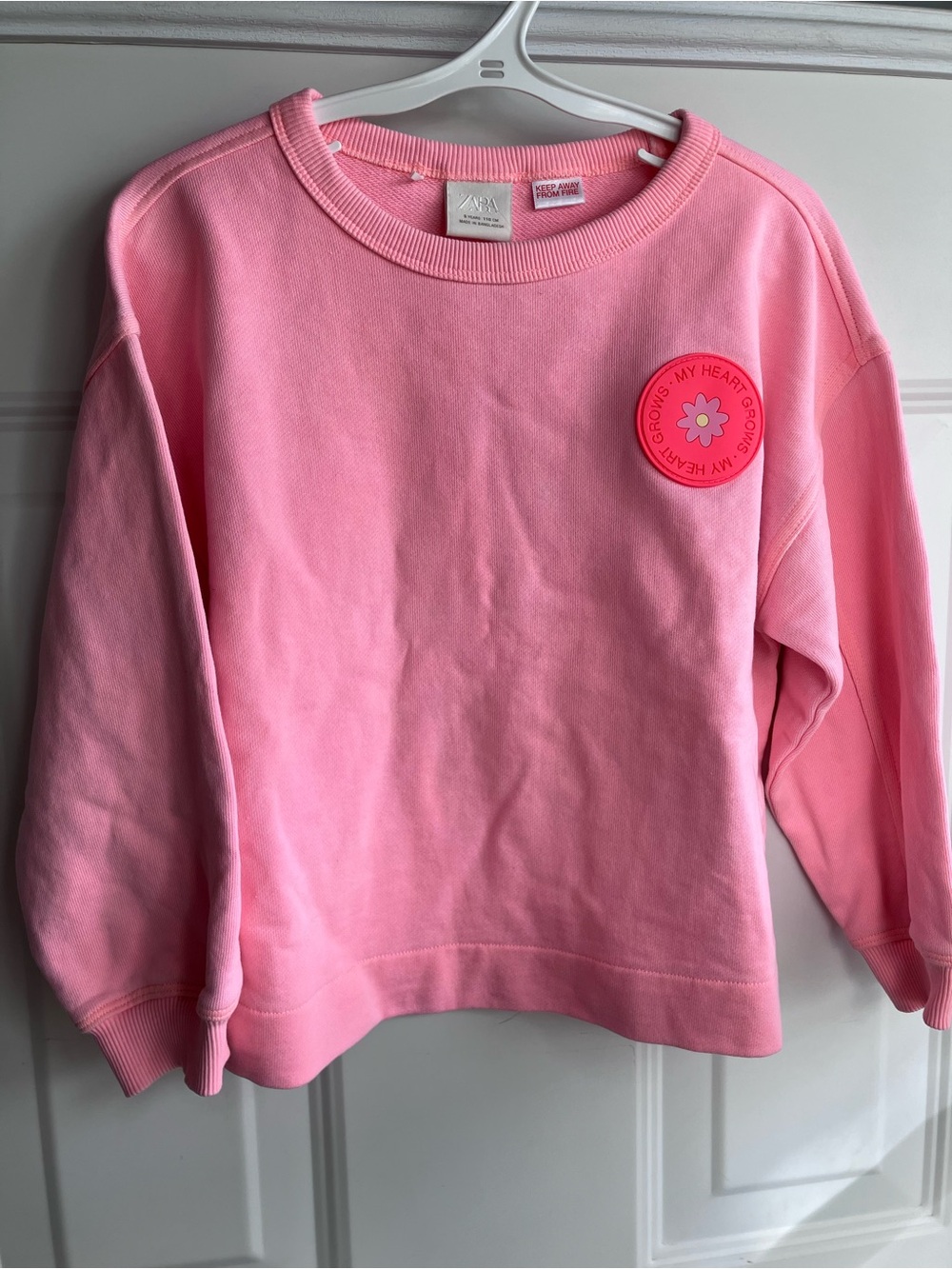 Zara pink my heart grows crew neck sweater 5T